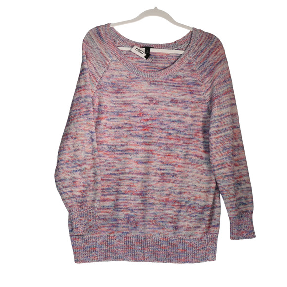 Torrid Tunic Sweater Womens 1X Pink Blue Marled Pullover Cozy Knit Plus Size - Picture 2 of 8